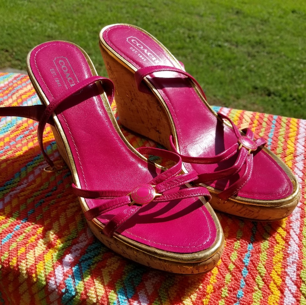 Authentic Coach Cassandra Wedge Platform Sandals